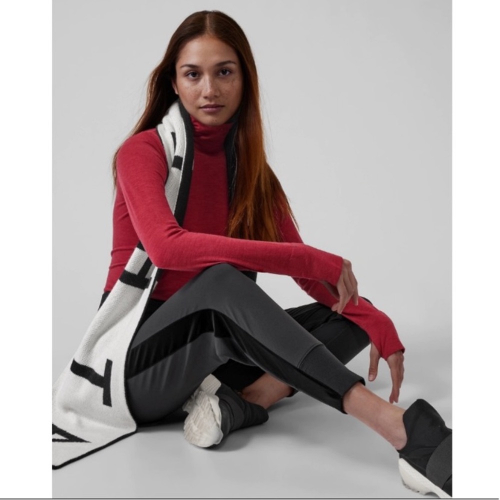 Athleta Black and Gray Side-Panel Track Joggers